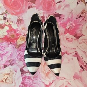 Black and White Striped Women's Shoes